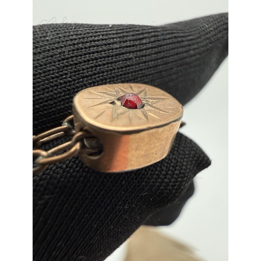 Antique Victorian Gold Filled Slide Watch Chain Necklace Chatelaine , Garnet - Picture 6 of 13